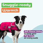 Joyride Harness FrostFlex Dog Winter Jacket - Fleece Lined & Water-Resistant - Snowsuit with Pockets for Treats & Poop Bags - Durable Cold Weather Dog Coat - Pink Berry-XL