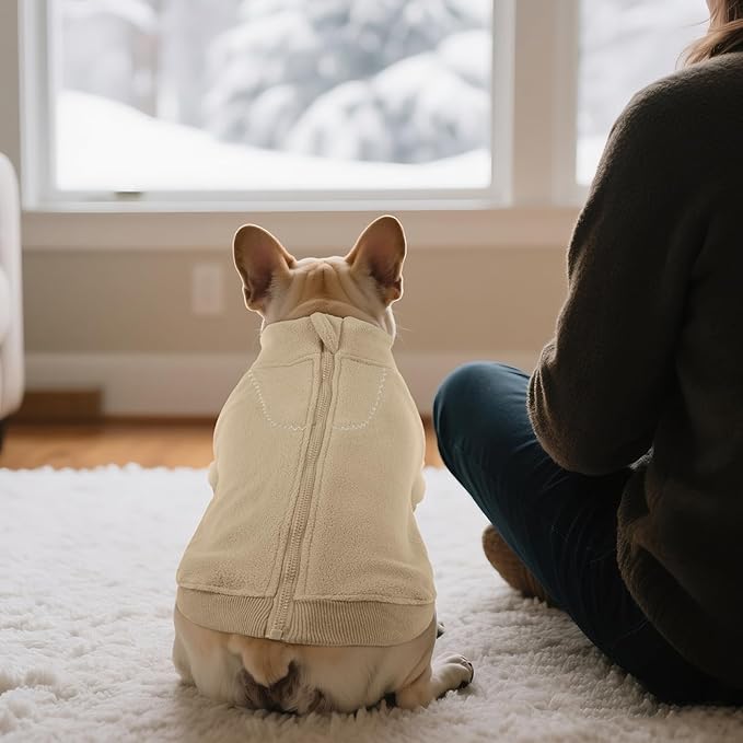 BRKURLEG Dog Sweater, Turtleneck Thick Dogs Sweatshirts Fleece Sweater, Dog Winter Coat for Small Medium Large Dogs, Pet Warm Sweaters with Zipper, Pullover Jacket with Sleeve (Light Coffee, S)