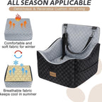 JOEJOY Elevated Dog Car Seat for Small/Medium Dogs up to 35 lbs, Memory Foam Pet Booster Seat with Detachable Washable Cover, Portable Travel-Safe Bed for Cars with Safety Belts and Storage Pockets