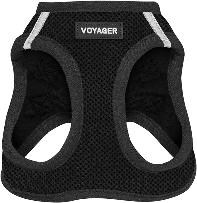 Best Pet Supplies Voyager Step-in Air Harness - All Weather Mesh, Reflective, No Pull Harness for Dogs, Cats - Secure with Hook & Loop Fastener, Buckle, Double D-Rings - Black, S