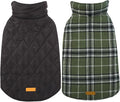 Kuoser Warm Dog Coat, Waterproof Dog Jacket for Extra Large Dogs, Adjustable Durable XL Doggie Winter Coat Reversible Cozy Puppy Cold Weather Apparel from Small to Large Breed, Green XL