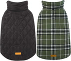 Kuoser Warm Dog Coat, Waterproof Dog Jacket for Extra Large Dogs, Adjustable Durable XXL Doggie Winter Coat Reversible Puppy Cold Weather Apparel from Small to Large Breed, Green XXL