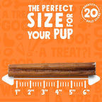 6 Inch Bully Sticks for Small Dogs | Odorless High Protein Single Ingredient Dog Treat (20 Pack)