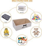 Large Dog Toy Basket Collapsible Dog Toy Box Fabric Trapezoid Dog Toy Bin Storage for organizing pet Toys/Blankets/leashes/Rope Toys/Clothing-Can be Personalized-Slub Beige