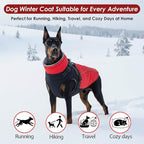 ASENKU Reflective Dog Coat with Built-in Harness, Windproof Fleece-Lined Dog Jacket for Small, Medium, Large Dogs, Warm Winter Vest with Turtleneck & Zipper (Red 3XL)