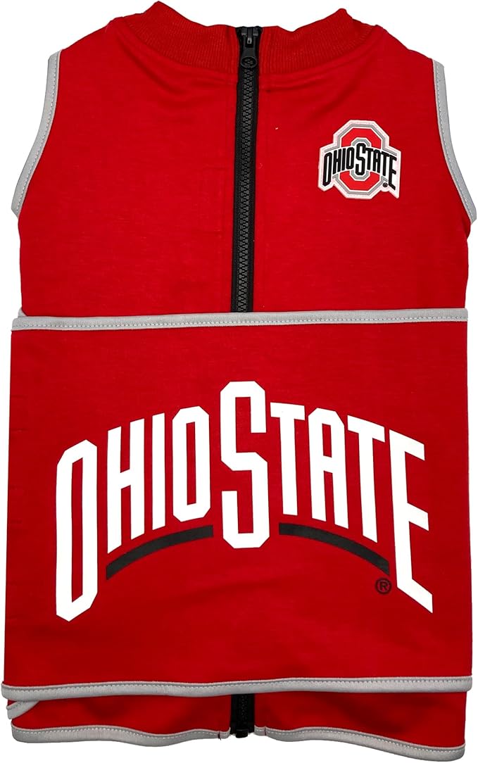 NCAA Ohio State Buckeyes Dog Anxiety Shirt Calming Soothing Vest, for Dogs Cats with Anxiety, Fears, Fireworks, Loud Noises, Dark, Lonely Keeps Dogs Calm Feeling Safe, Relaxing Jacket X-Small