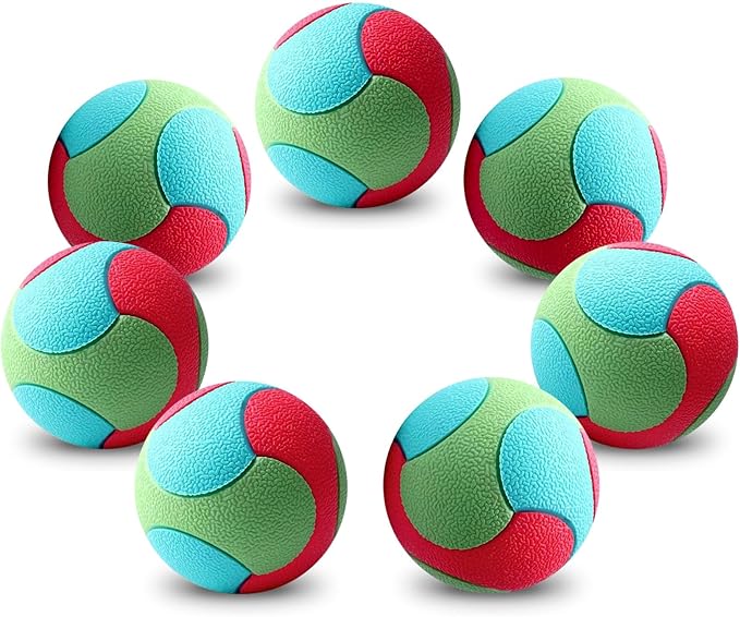 Rubber Fetch Dog Balls 3 inch for Large and Medium Breeds, Durable Toy for Chewers (7 Pack)