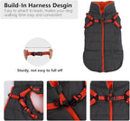 Geyecete Winter Warm Coat Waterproof Dog Winter Jacket with Harness Traction Belt,Windproof Pet Outdoor Jacket Dog Autumn-Gray-M