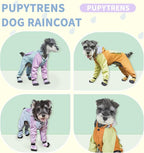 Dog Raincoat with Transparent Hood, Waterproof Jacket for Small Dogs with Snap-Button Chest, Leash Hole & Hook-and-Loop Cuffs Sleeves, Back Pocket for Treats (Blue, Large)