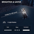 Super Bright LED Dog Collar - Fully Waterproof & Adjustable Glow Collar - USB-C Rechargeable for Night Walking, Safety - Flashing Lighted Collar for Dogs(White,Medium)