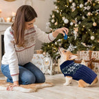 Kuoser Dog Sweater, Holiday Christmas Snowflake Pet Warm Knitwear Dog Sweaters Soft Puppy Clothing, Doggie Turtleneck Cold Weather Outfit Pullover for Small Medium Large Dogs Cats, Blue L