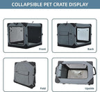 Pettycare 30 Inch Collapsible Dog Crate for Medium Dogs, 4-Door Foldable Soft Dog Kennel with Chew Proof Mesh Windows, Indoor & Outdoor Travel Dog Crate