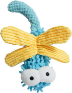 Nocciola Plush Squeaky Dog Toys, Cute Durable Stuffed Crinkle Puppy Pet Chew Toys for Large Medium Small Dogs - Dragonfly