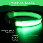 YFbrite Light up Dog Collar, USB Rechargeable LED Puppy Collar Super Bright Adjustable Glowing Dog Lights for Night Walking (Design 2-Green, Large)