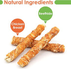 MON2SUN Dog Treats, 9 Inch Chicken Wrapped Rawhide Rolls Snacks, Teeth Cleaning and Long Lasting Chews for Medium and Large Dogs, 23.28oz (6 Count-Pack of 1)