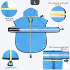 Waterproof Hooded Dog Raincoat - Adjustable Reflective Pet Jacket, Lightweight Dog Slicker Poncho for Small to X- Large Dogs and Puppies (Blue, Large)