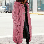 LOAIHA Women Chunky Cable Knit Long Sleeve Cardigan Fall Winter Trendy Oversized Button Down Sweaters Outerwear with Pocket
