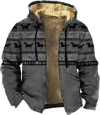 Men's Western Aztec Jackets Hooded Cowboy Hoodie Warm Full Zip Ethnic Vintage Long Sleeve Coat Fall Winter Tops