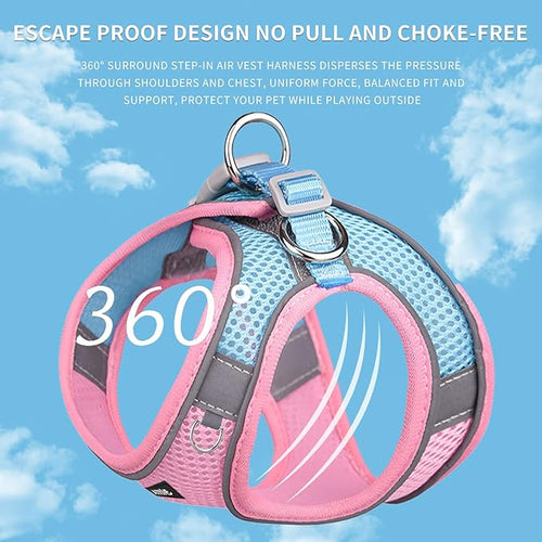 AIITLE Dog Harness, Summer No-Pull Cat Harness with a Leash, Adjustable Reflective Dog Vest, Cat Harness Escape Proof, Outdoor Walking, Camping for Extra Small Dogs and House Cats Pink XXXS
