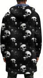 LIZALIG Long Hooded Cardigan Men Japanese Art Style Fashion Cool Graphic Coats Winter Warm Lined Fleece Jacket