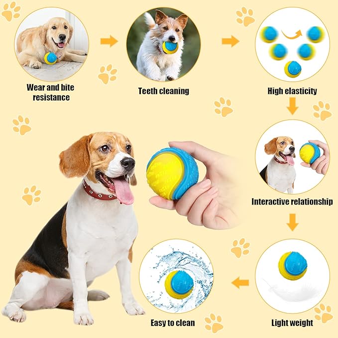 Dog Balls, 4-Pack Squeaky Dog Ball, Large and Medium Sized Dogs, Interactive Dog Toys for Play Exercise and Training 2.5 Inch Easy Catching Dog Toys