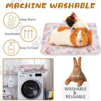 Tuanse 4 Pack Ultra Soft Dog Cat Bed Mat with Cute Print Reversible Fleece Dog Crate Kennel Pad Cozy Washable Thickened Hamster Guinea Pig Pet Bed Mat for Small Animal (13 x 10 Inches,Light Brown)