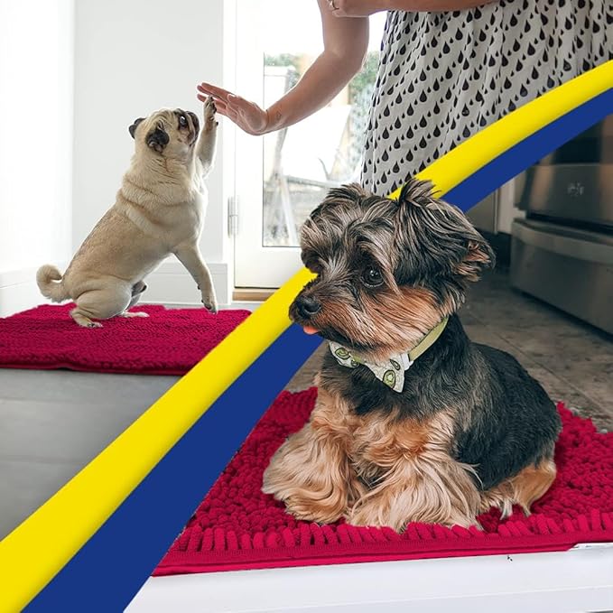 Muddy Mat® Shown on TV – Super Absorbent Door Mat Indoor, Microfiber Quick Dry Chenille Entryway Rug, Non-Slip Front Door Mat, Indoor Mats for Entryway, Machine Washable Pet Rug, Maroon 24"x36"