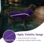 Malier Dog Winter Coat, Windproof Dog Cold Weather Coats with Real Pocket, Winter Extra Warm Pet Coat Fleece Jacket Reflective Clothes for Small Medium Large Dogs and Puppy (Purple, XXX-Large)