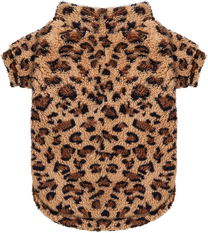 GreenJoy Leopard Print Dog Sweater – Stretchy Fleece Dog Turtleneck Sweatshirt for Puppies & Cats, Soft & Warm Pet Winter Clothes for Small, Medium & Large Dogs (Coffee Brown, Medium)