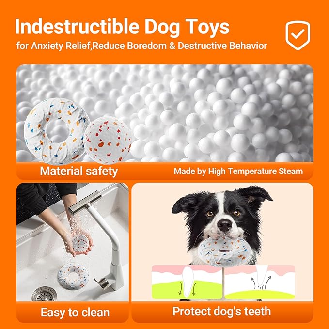 Aktor E-TPU Dog Balls, Interactive Dog Toys Tug of War, Teething Toys for Boredom to Keep Them Busy, Indestructible Dogs Toy for Dogs 2 Types (5 inch, Lemon-Blue)
