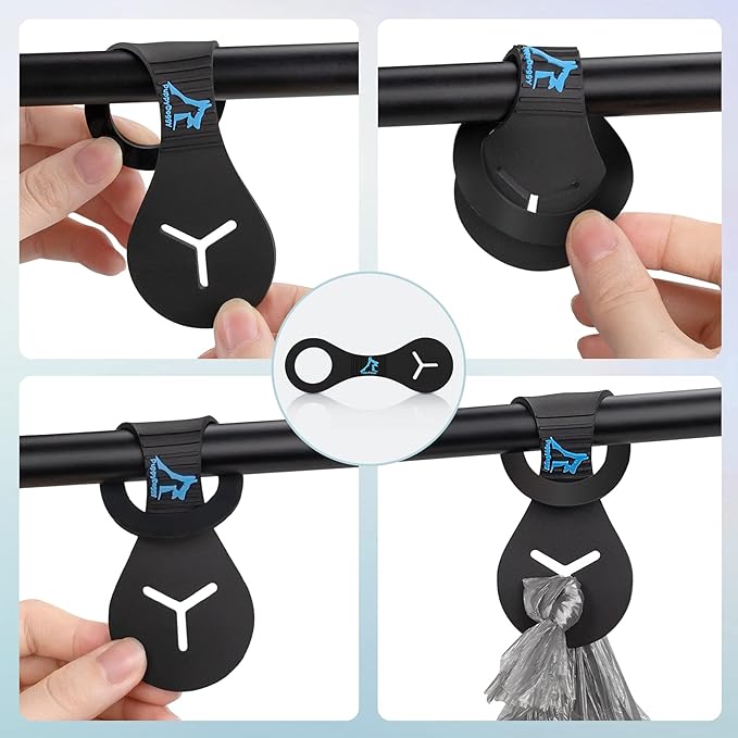 PuppyDoggy 2 Pieces Dog Poop Bag Holder for Leash Waste Bag Carrier Dog Poop Bag Dispenser for Walking Running Bicycle Accessory (Black + Red)