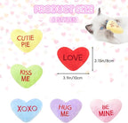 6pcs Valentine's Day Heart Catnip Toy，Valentines Indoor Heart Shaped Cat Toy Plush Interactive Chew Bite Toys for Cat Kitten Indoor Festive Holiday Cat Lover Gift