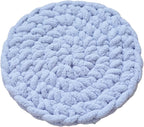 Cat Knitted Bed Mat, Extra-Soft Washable Warm Round Pads Cushions for Indoor Kittens, Cat Trees Towers, Perfect for Kneading and Sleeping (Blue,Medium)
