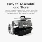 IRIS USA 23" Cat Carrier, Small Pet Carrier Hard, Dog Kennel with 2-Door Front and Top Access, Dog Carrier, up to 18 pounds, Black/Gray