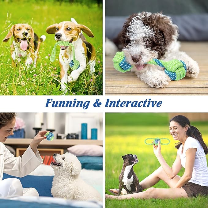 ETACCU 8 Pack Dog Rope Toys for Puppy & Small Dogs ， Puppy Rope Toy for Aggressive Chewers, Indestructible，Keeping Dogs from Being Bored- Green