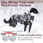 Dog Coat for Large Dogs, Dog Winter Jacket-X Large Warm Dog Coat with Harness Reflective Dog Vest Water-Resistant Dog Snowsuit Dog Snow Jacket for Large Dogs Beagle, Corgi, Grey-Camouflage