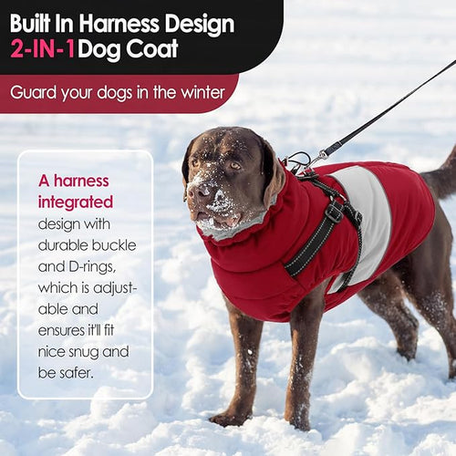 AOFITEE Dog Coat, Warm Dog Jacket with Harness Built in, Waterproof Coats for Small Dogs, Dogs Winter Coat Puffer Jacket with Zipper & Fleece Collar, Pet Snowsuit Sweater for Chihuahua Yorkshire, XS