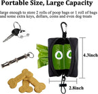 Dog Poop Bag Holder (2 Pack) Poop Bag Holder for Leash Attachment, Doggie Pet Waste Bag Dispenser, Puppy Potty Carrier Small Doggy Zipper Pouch with Carabiner Clip, Black