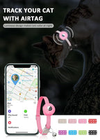 Apple AirTag Cat Collar, GPS Tracker Kitten Collar with Breakaway Feature, Lightweight and Reflective, Perfect for Girl or Boy Cats and Puppies (Luminous Pink)