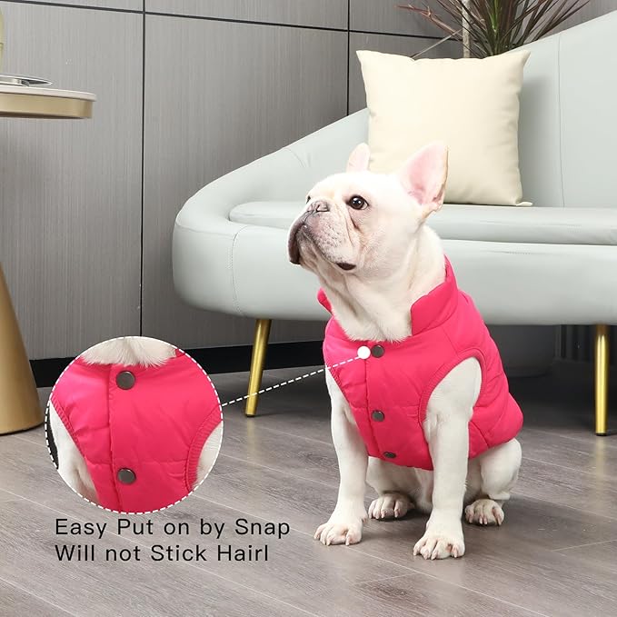 2 Layers Fleece Lined Warm Dog Jacket for Winter Cold Weather,Soft Windproof Medium Dog Coat,Pink L