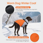 DENTRUN Dog Coat with Harness Built in, Heavy Duty Winter Dog Coat, Warm Fleece Lined Adjustable Belly for German Shepherd, Orange, XXL