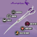Kenchii Scorpion Dog Grooming Scissors, 8 Inch Curved Shears, Dog Scissors for Grooming, Professional Pet Grooming Scissors, Heavy Duty, Durable and Sharp