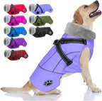 Doglay Dog Coat with Harness, Reflective Warm Dog Jacket Waterproof Puppy Winter Coat for Cold Weather, Adjustable Fleece Jacket for Small Medium Large Dogs