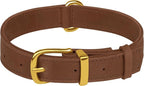 Leather Dog Collar - Heavy Duty Adjustable Soft Padded Pet Collars for Small Medium Large Dogs Breed - Black Green Brown Pink Red Blue (Cognac, XL, 19"-24" Neck Fit)