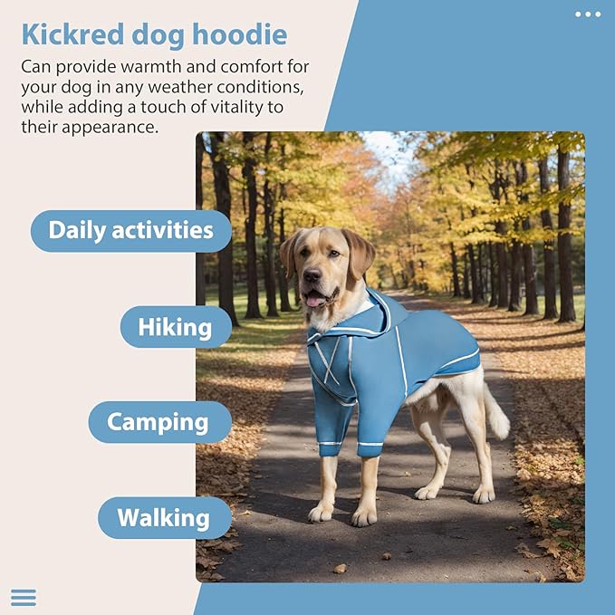 Basic Dog Hoodie Sweatshirts, Pet Clothes Hoodies Sweater with Hat and Leash Hole, Soft Cotton Outfit Coat for Small Medium Large Dogs, Light Blue (XX-Large)