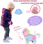 Interactive Electronic Plush Toy Walking and Barking Robot Cat Plush Cat Remote Control Kitten for Girls (Colorful Cat)