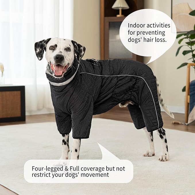Four Legged Dog Winter Coat for Small Dogs, Warm Puppy Onesie Clothes Christmas, Reflective Turtleneck Dog Jacket with Buckles & D-Rings, Puffer Cold Weather Coat Zipper