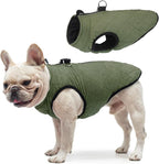 SCENEREAL Winter Dog Vest Coat with Harness Built In, Warm Puppy Jacket for Small Medium Dogs, Cold Weather Coat with Zipper, Fleece Puffer Vest Windproof Snow Clothes