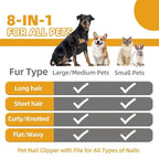 Dog Brush for Shedding,6 PCS in One Pet Slicker Hair Brush Kit Organizer Bag - Dog Cat Grooming Deshedding Undercoat Rake Brush Comb for All Small Large Dogs Cats Grey
