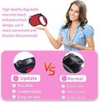 Retractable Dog Leash,[Strong Nylon Tape][One-Handed One Button Lock] for Small Medium Dogs and Cats,16ft Pet Walking Leash with 360°Tangle-Free Design,Anti-Slip Handle,Gift Package (Red)